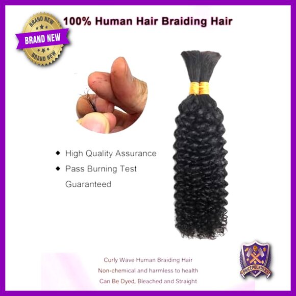 100% Human Hair Braiding Bundles 16 Inch Curly No Weft 100g 2 Pack main image 5